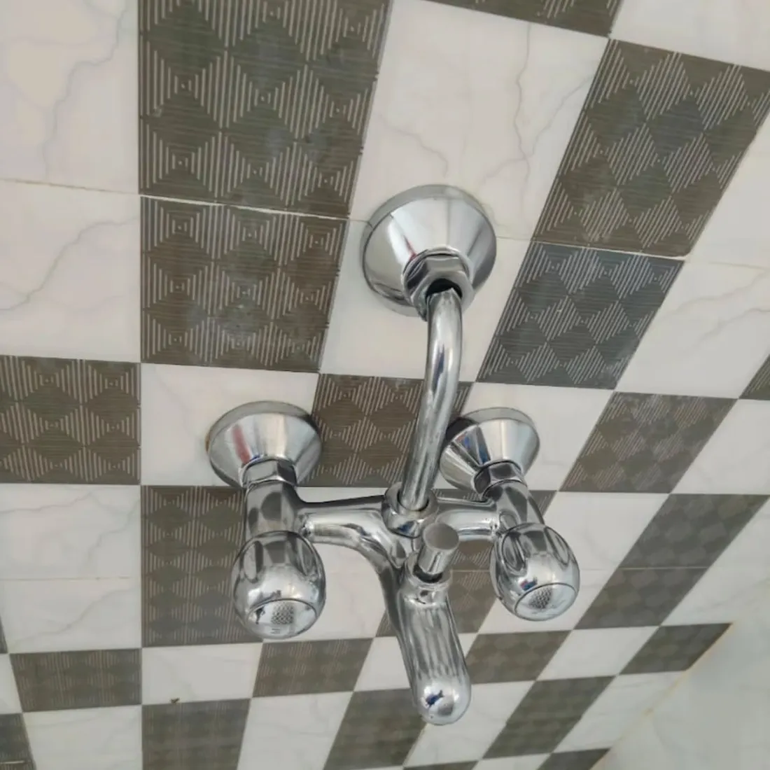 Shining chrome bathroom tap